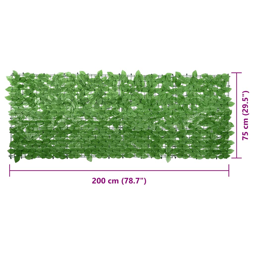 altanafskærmning 200x75 cm grønne blade