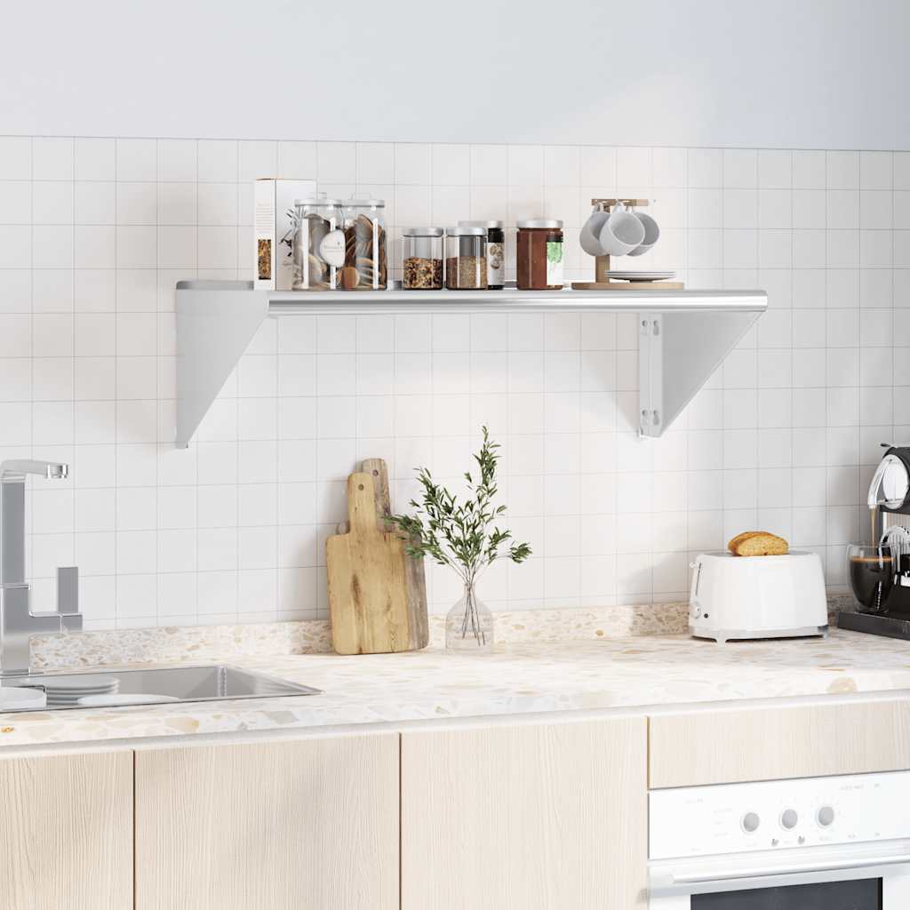 væghylde 100x45x31 cm rustfrit stål sølvfarvet