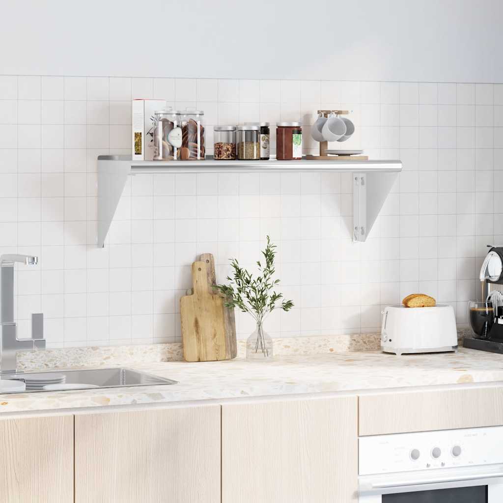 væghylde 100x30x31 cm rustfrit stål sølvfarvet