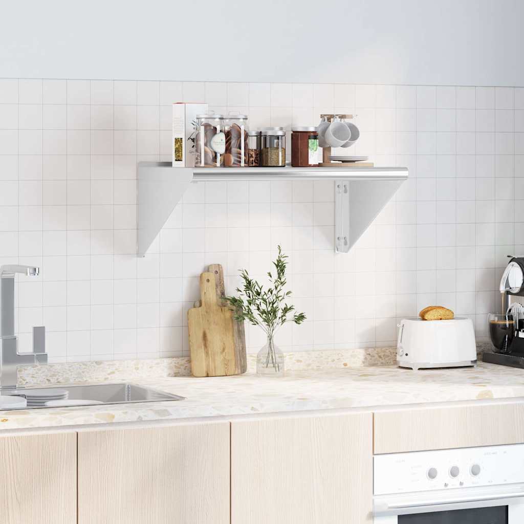 væghylde 75x45x31 cm rustfrit stål sølvfarvet