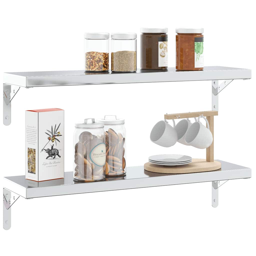 hyldebeslag 4 stk. 20x2,5x14 cm rustfrit stål sølvfarvet