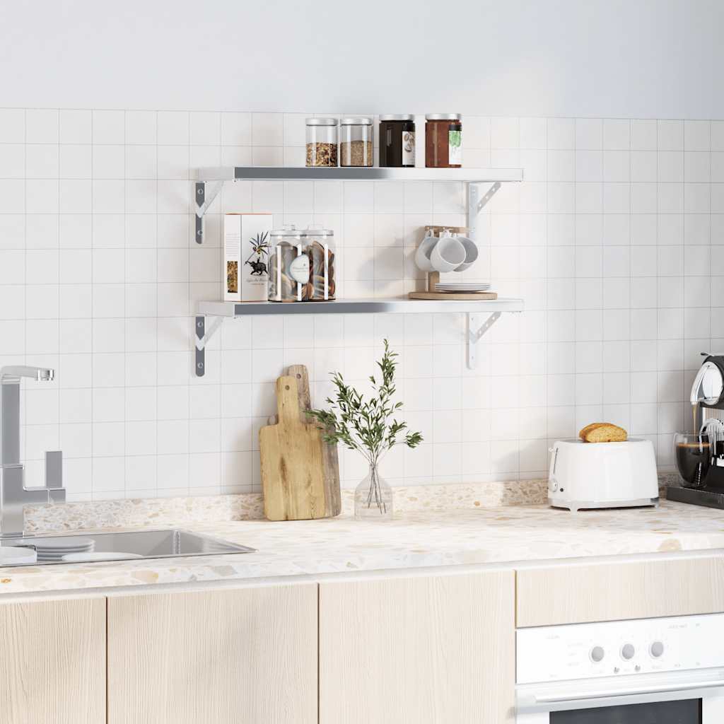 hyldebeslag 4 stk. 23,5x2,5x15,5 cm rustfrit stål sølvfarvet