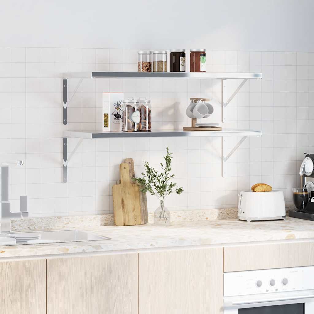 hyldebeslag 4 stk. 40x2,5x25 cm rustfrit stål sølvfarvet