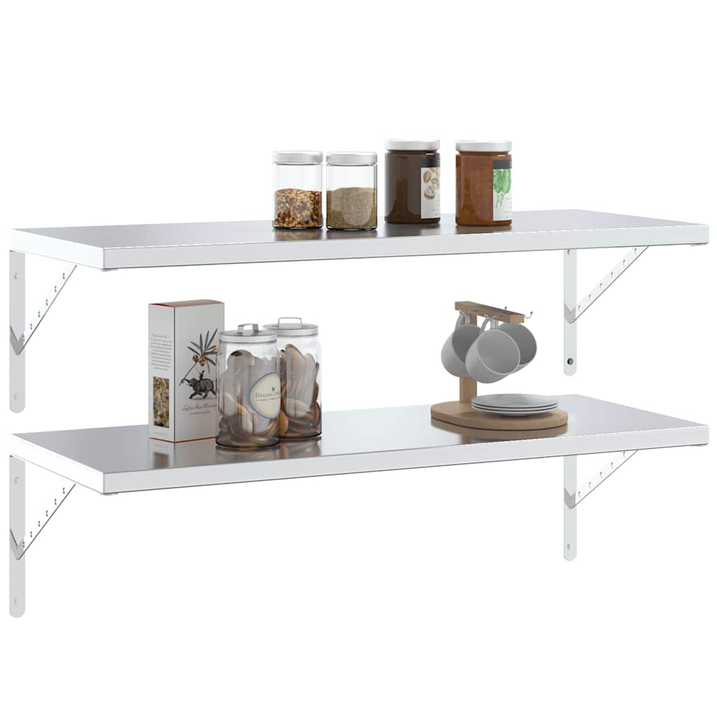 hyldebeslag 4 stk. 40x2,5x25 cm rustfrit stål sølvfarvet