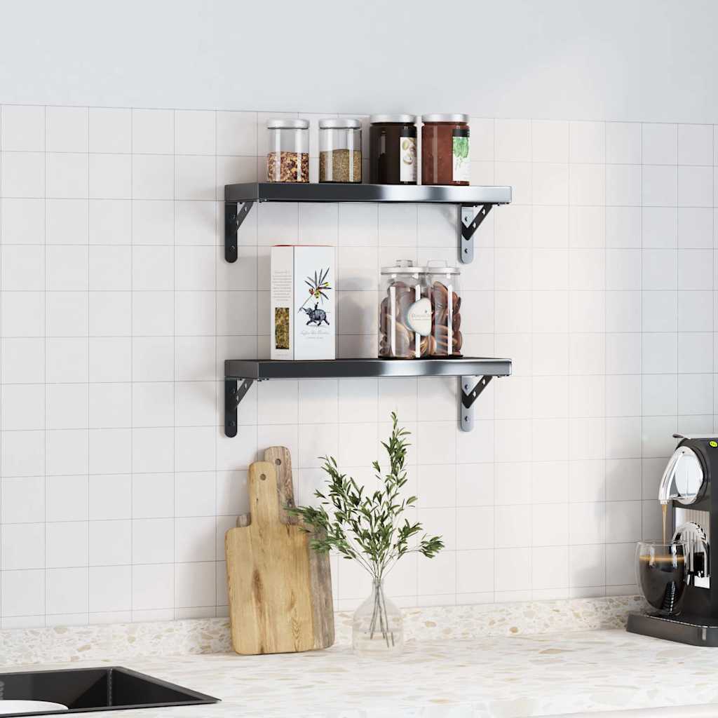 hyldebeslag 4 stk. 15x2,5x11,5 cm rustfrit stål sort