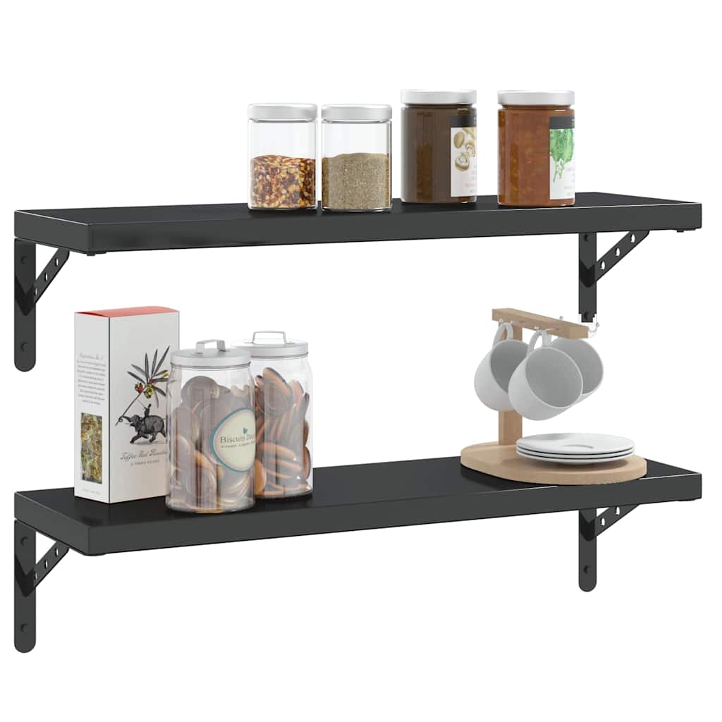 hyldebeslag 4 stk. 23,5x2,5x15,5 cm rustfrit stål sort