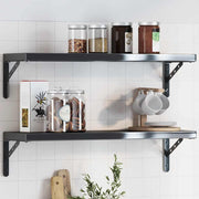 hyldebeslag 4 stk. 23,5x2,5x15,5 cm rustfrit stål sort