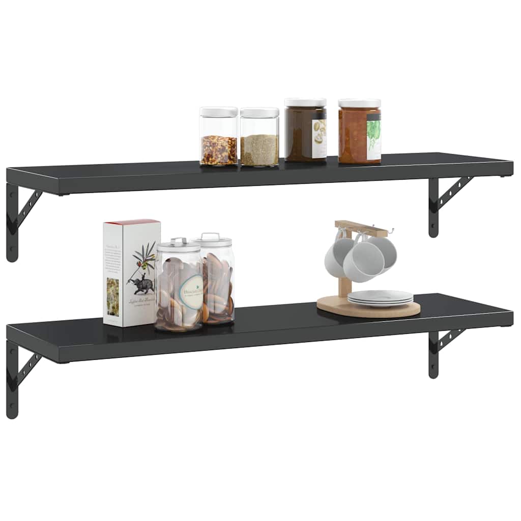 hyldebeslag 4 stk. 30x2,5x15,5 cm rustfrit stål sort