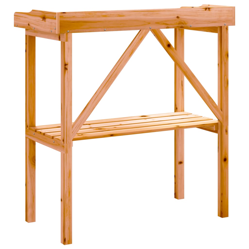 plantebord med hylde 78x38x82,5 cm massivt grantræ brun