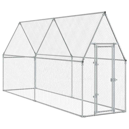 hønsehus 400x100x190 cm galvaniseret stål sølvfarvet
