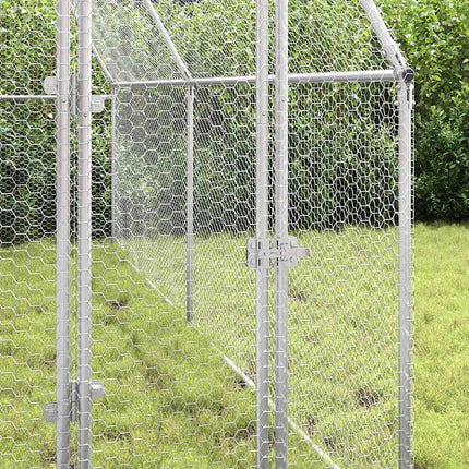 hønsehus 400x100x190 cm galvaniseret stål sølvfarvet