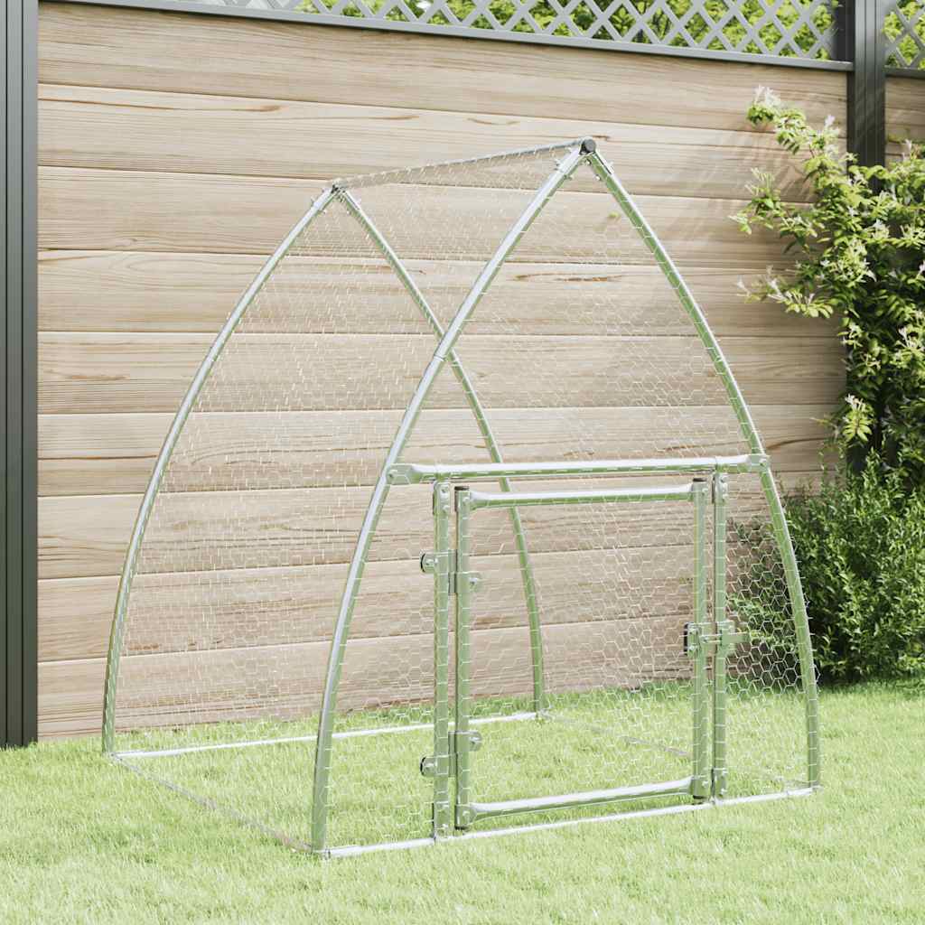 hønsehus 100x105x120 cm galvaniseret stål sølvfarvet