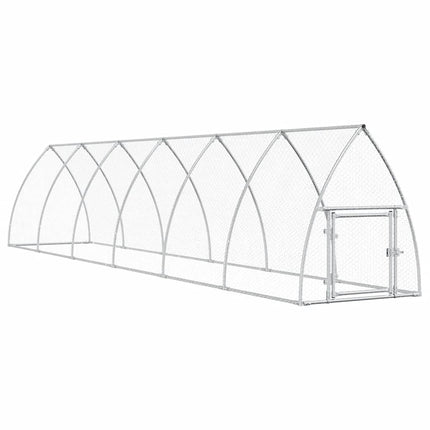 hønsehus 600x105x120 cm galvaniseret stål sølvfarvet