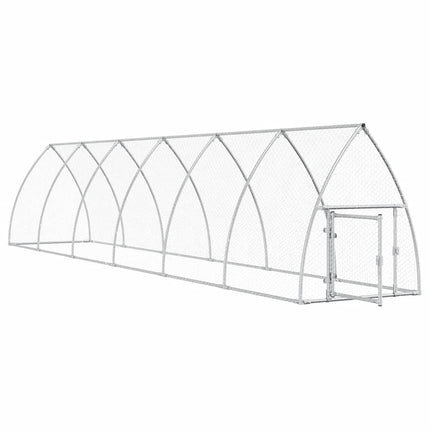 hønsehus 600x105x120 cm galvaniseret stål sølvfarvet