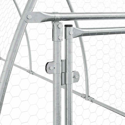 hønsehus 600x105x120 cm galvaniseret stål sølvfarvet