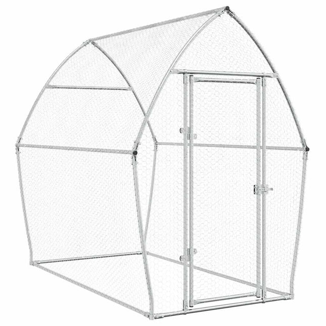hønsehus 200x105x182 cm galvaniseret stål sølvfarvet