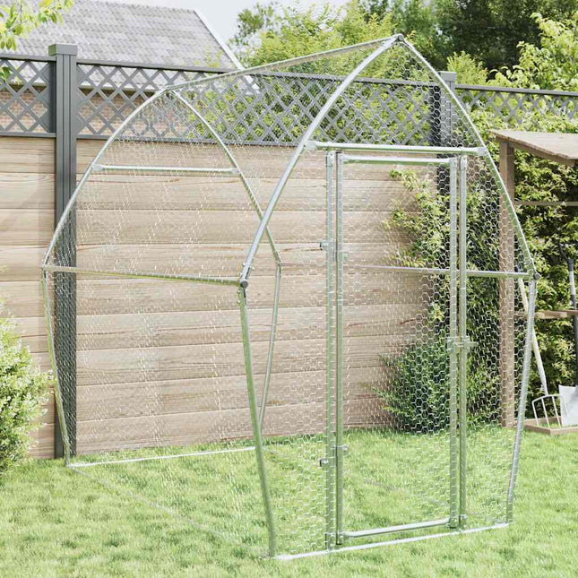 hønsehus 200x105x182 cm galvaniseret stål sølvfarvet