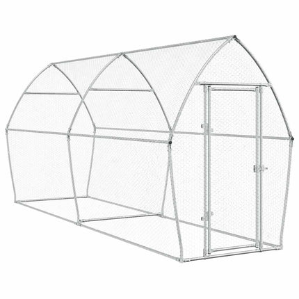 hønsehus 400x105x182 cm galvaniseret stål sølvfarvet