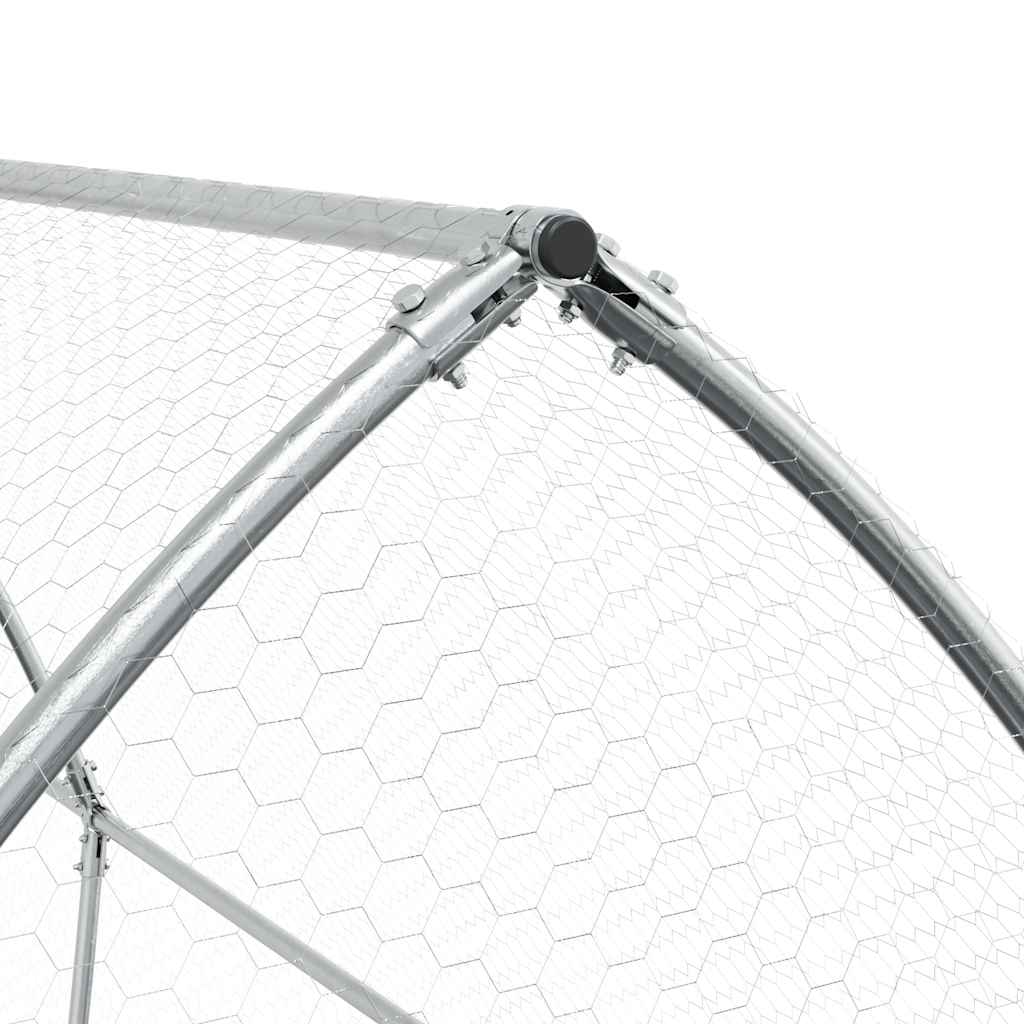 hønsehus 400x105x182 cm galvaniseret stål sølvfarvet