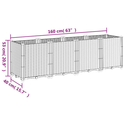 plantekasse 160x40x53 cm PP sort