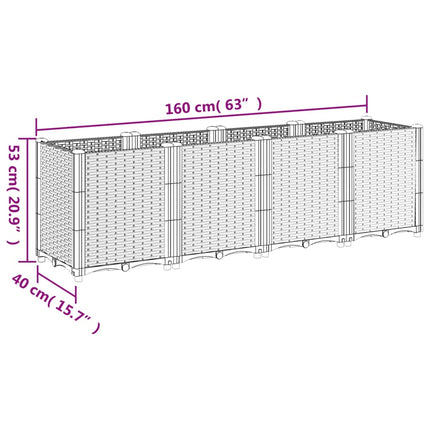 plantekasse 160x40x53 cm PP hvid