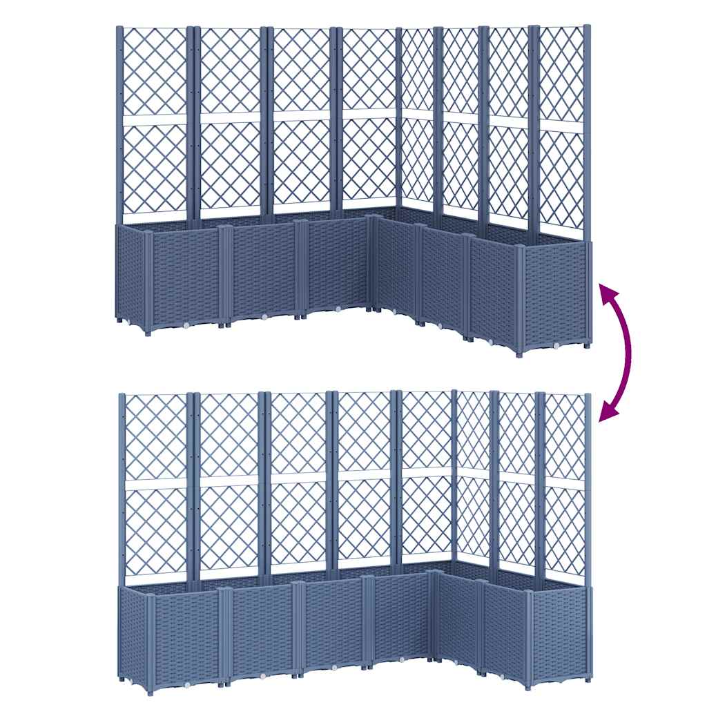 plantekasse med espalier 160x160x140 cm PP blågrå