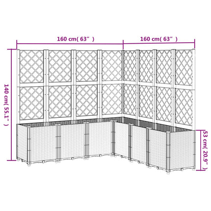 plantekasse med espalier 160x160x140 cm PP lysegrå