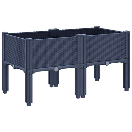 plantekasse med ben 80x40x42 cm PP blågrå
