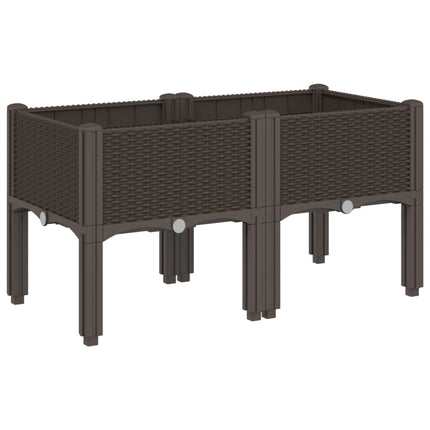 plantekasse med ben 80x40x42 cm PP brun