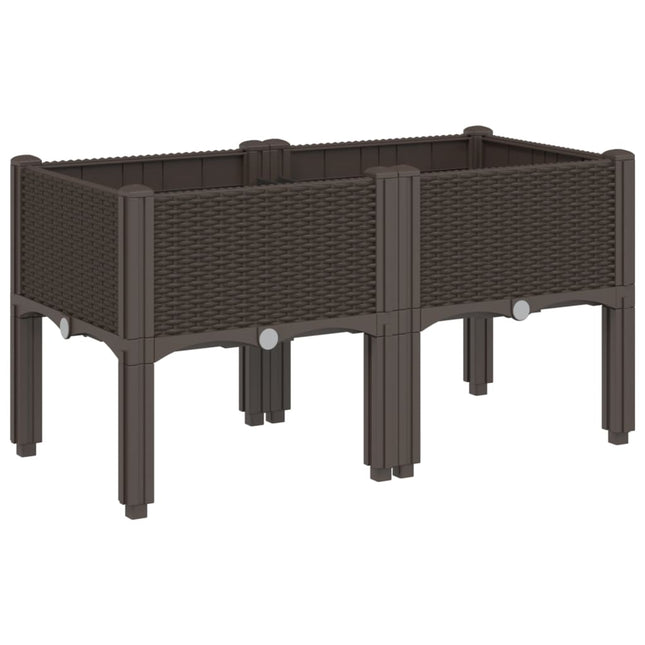 plantekasse med ben 80x40x42 cm PP brun