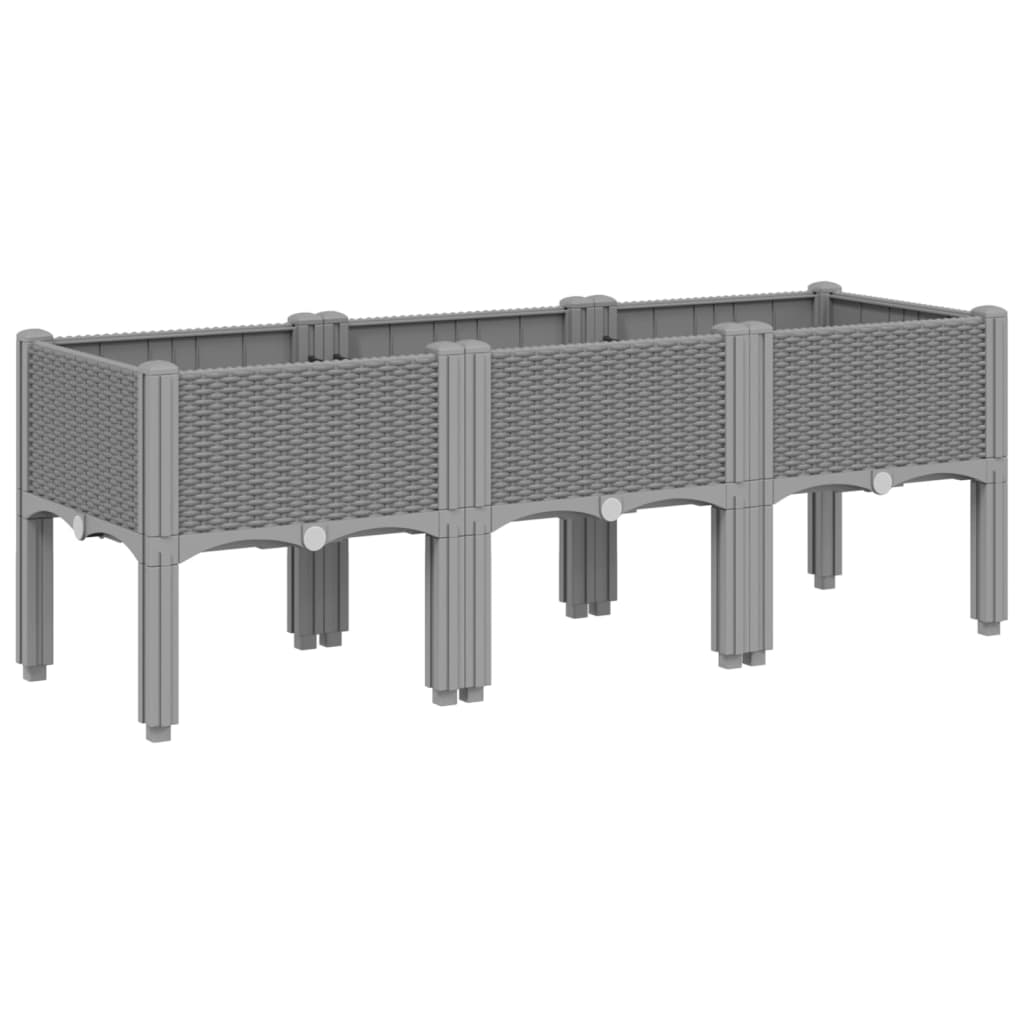 plantekasse med ben 120x40x42 cm PP lysegrå