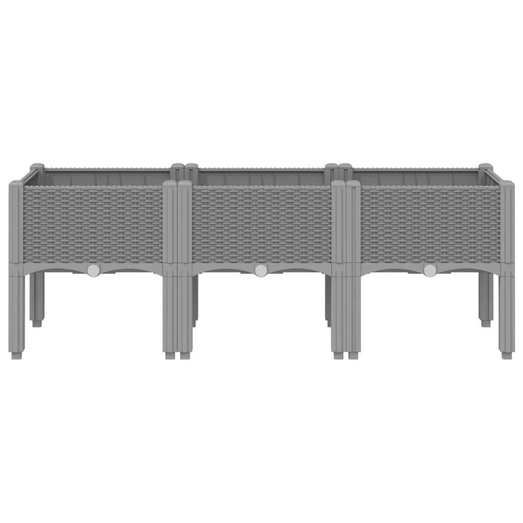 plantekasse med ben 120x40x42 cm PP lysegrå