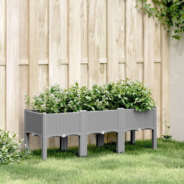 plantekasse med ben 120x40x42 cm PP lysegrå