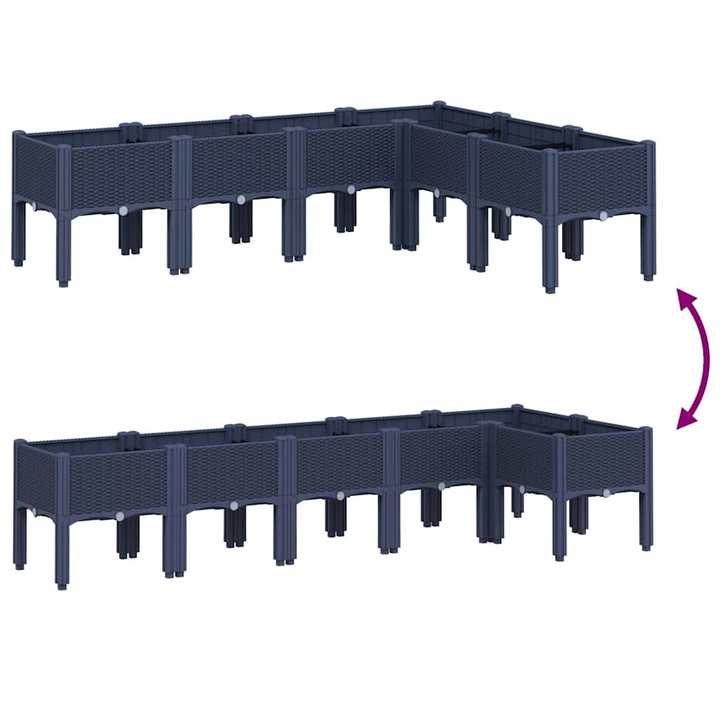 plantekasse med ben 160x120x42 cm PP blågrå