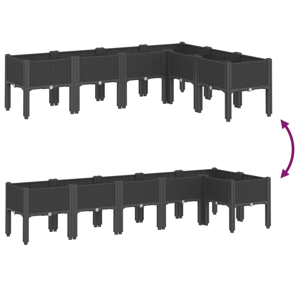 plantekasse med ben 160x120x42 cm PP sort