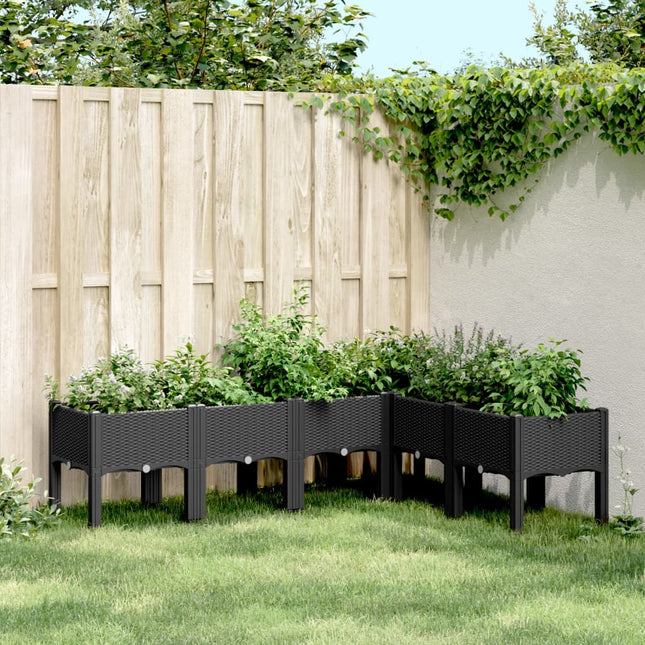 plantekasse med ben 160x120x42 cm PP sort