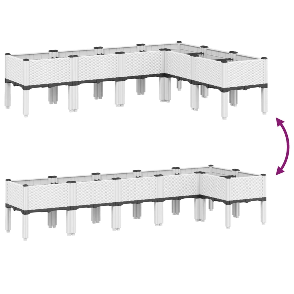 plantekasse med ben 160x120x42 cm PP hvid