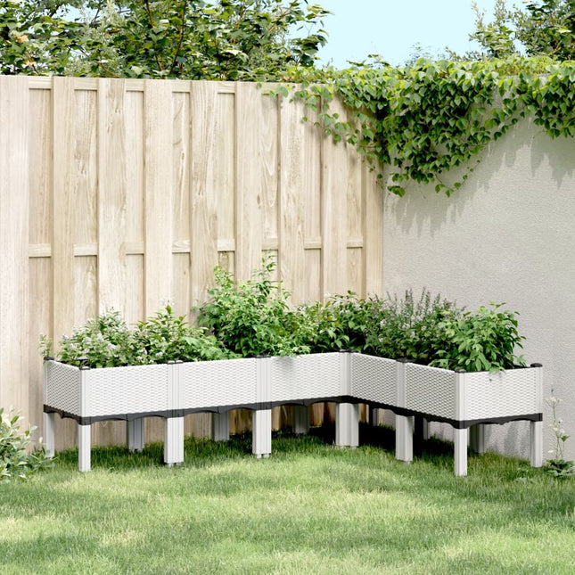 plantekasse med ben 160x120x42 cm PP hvid