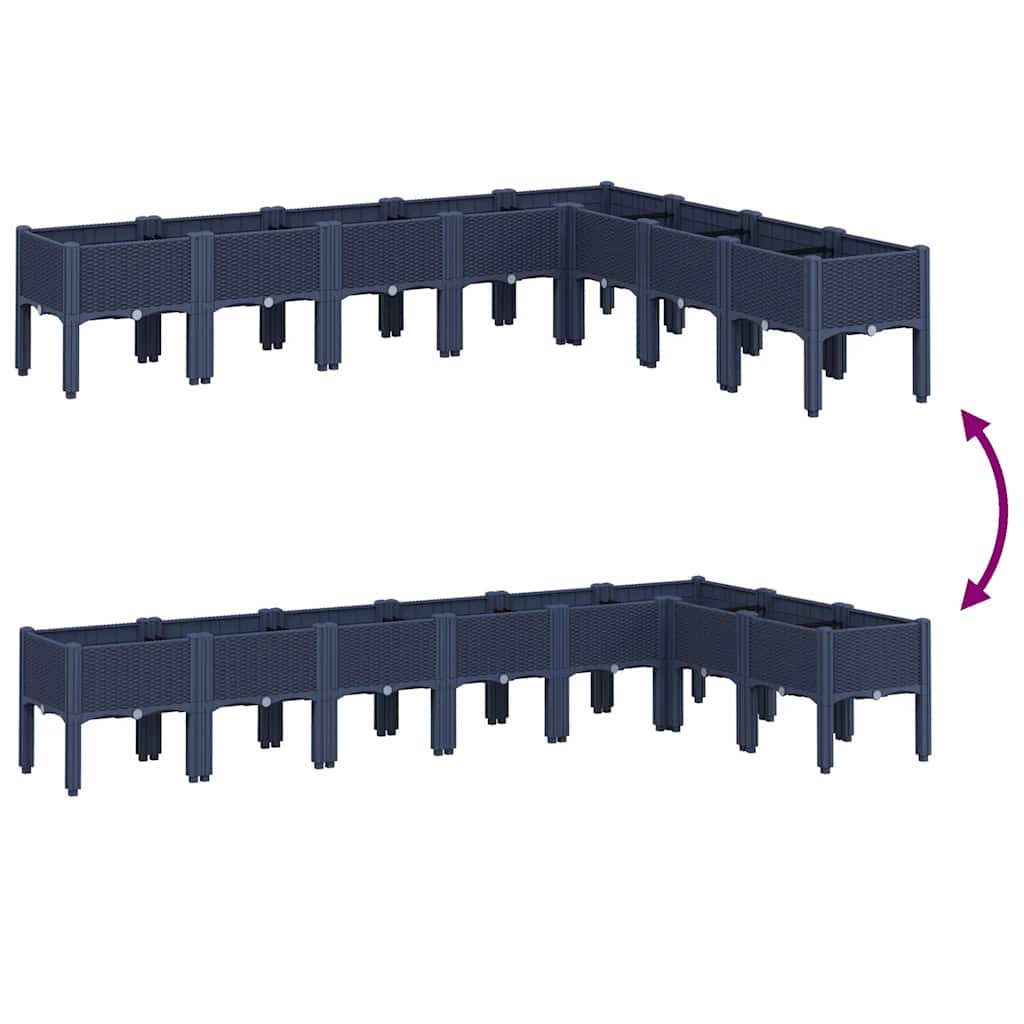 plantekasse med ben 200x160x42 cm PP blågrå