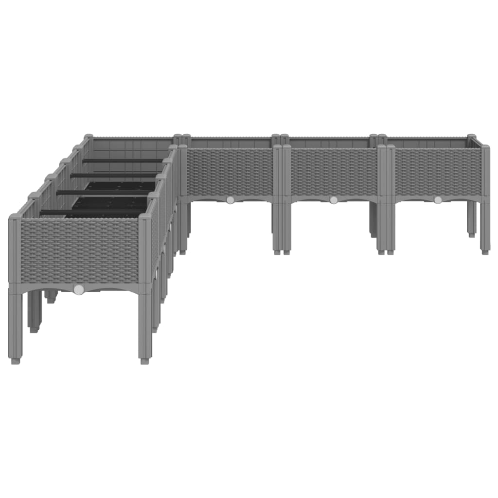 plantekasse med ben 200x160x42 cm PP lysegrå