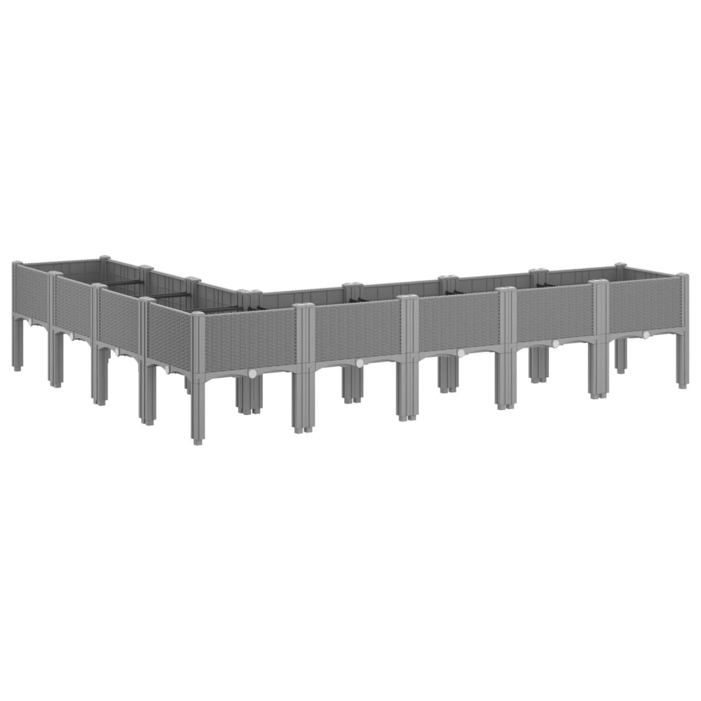 plantekasse med ben 200x160x42 cm PP lysegrå