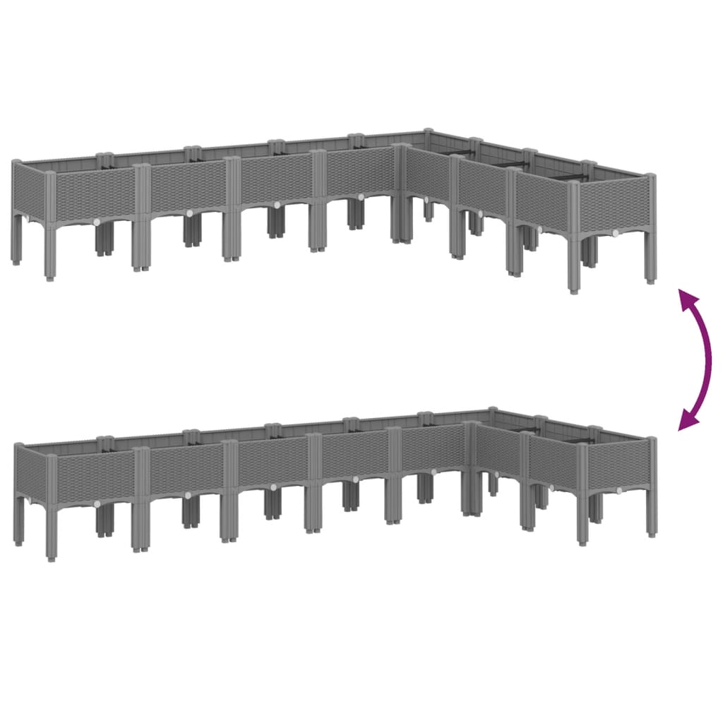 plantekasse med ben 200x160x42 cm PP lysegrå