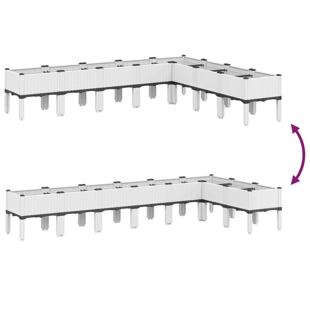 plantekasse med ben 200x160x42 cm PP hvid