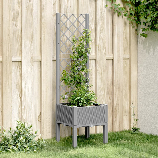 plantekasse med espalier 40x40x142 cm PP lysegrå