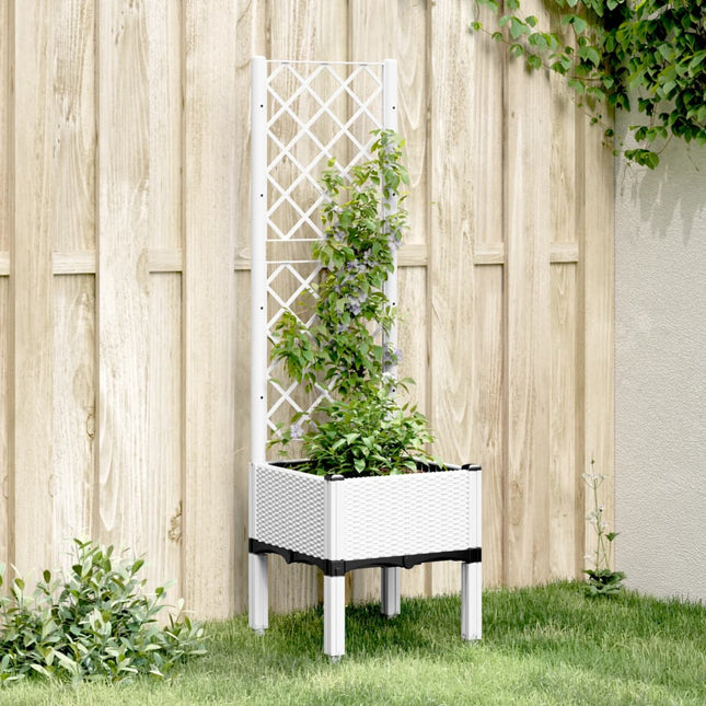 plantekasse med espalier 40x40x142 cm PP hvid
