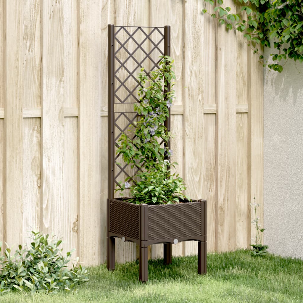 plantekasse med espalier 40x40x142 cm PP brun