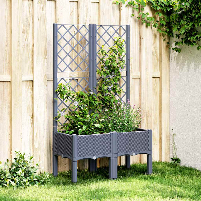 plantekasse med espalier 80x40x142 cm PP blågrå