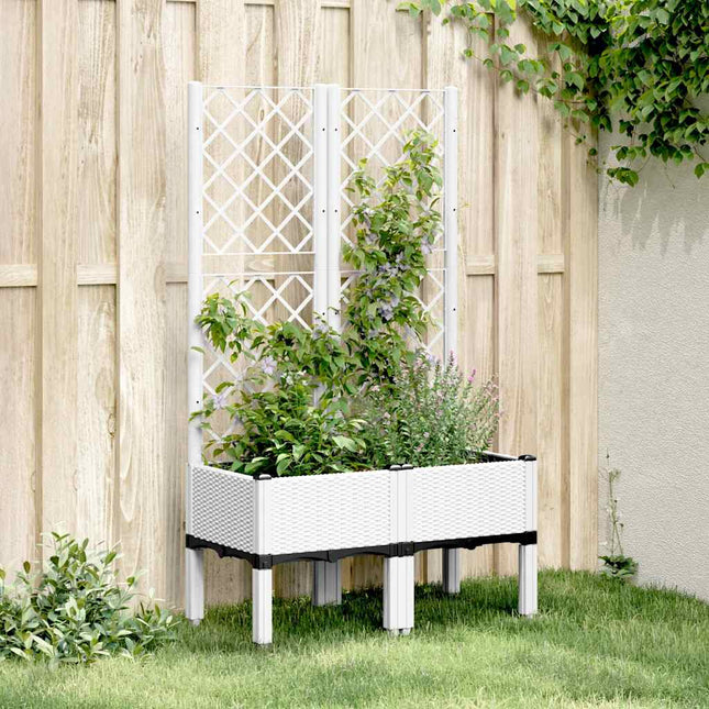 plantekasse med espalier 80x40x142 cm PP hvid
