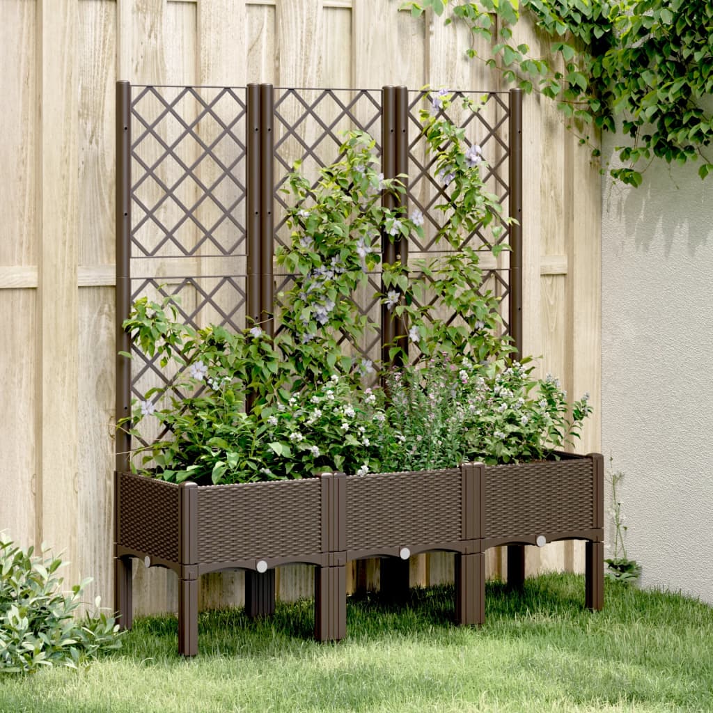plantekasse med espalier 120x40x142 cm PP brun