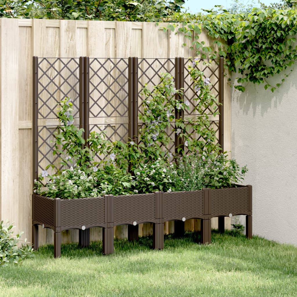 plantekasse med espalier 160x40x142 cm PP brun